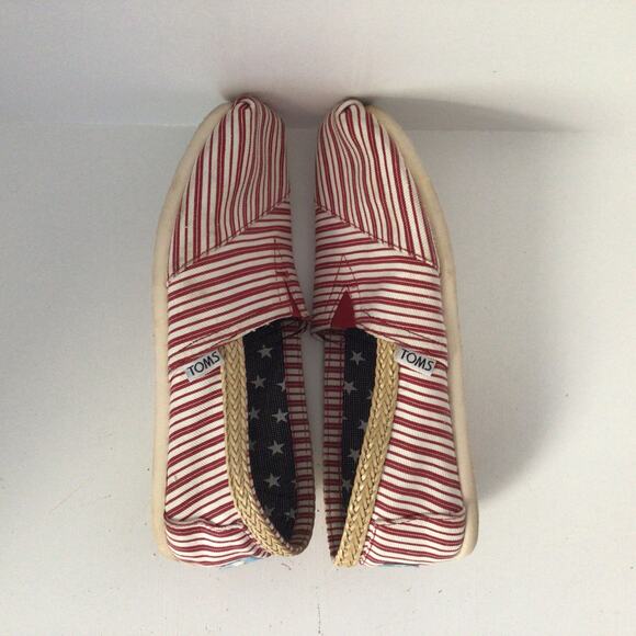 Toms Americana Red Stripe Classics Flats Sz 7W - Picture 6 of 8